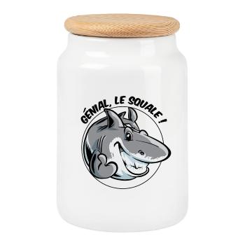 Génial, le squale ! - Boîte à biscuits avec couvercle en bois - blanc - Devant