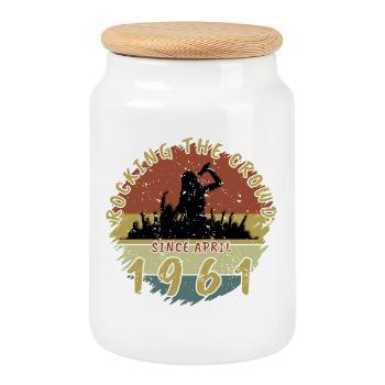 65th Birthday Rocking the crowd SNG 04/1961 - Cookie Jar with Wooden Lid - white - Front