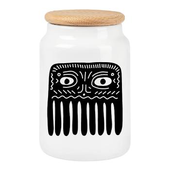 Graphique du Masque spirituel Gardien Ancien - Boîte à biscuits avec couvercle en bois - blanc - Devant