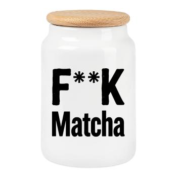 F**K Matcha-Einstellung - Keksdose mit Holzdeckel - Weiß - Vorne