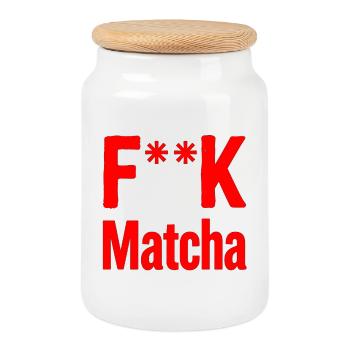 F**K Matcha Bold Logo - Boîte à biscuits avec couvercle en bois - blanc - Devant