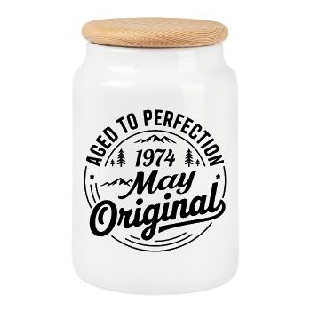 May 1974 – Legend of the Peaks and Mountains - Cookie Jar with Wooden Lid - white - Front