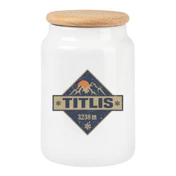Titlis - Boîte à biscuits avec couvercle en bois - blanc - Devant