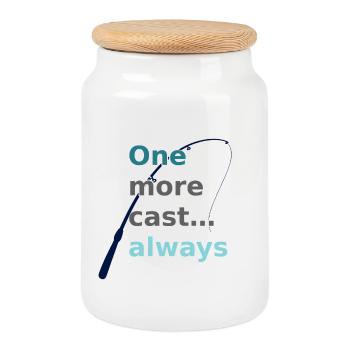 One More Cast Angler Shirt Bold - Cookie Jar with Wooden Lid - white - Front