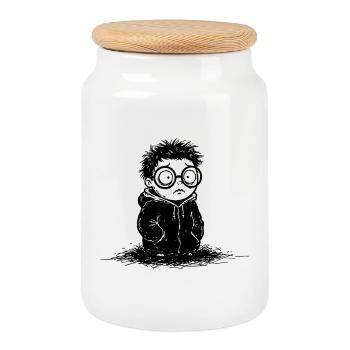 Enfant Inquiet Hoodie Oversize Manga - Boîte à biscuits avec couvercle en bois - blanc - Devant