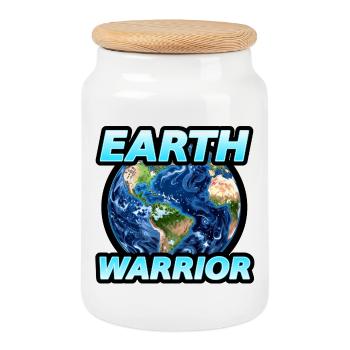 Earth Warrior Y2K Eco Punk Statement Shirt - Keksdose mit Holzdeckel - Weiß - Vorne