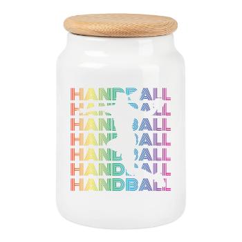 Handball player - Cookie Jar with Wooden Lid - white - Front