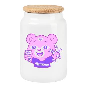 Harmoney Teddy - Boîte à biscuits avec couvercle en bois - blanc - Devant