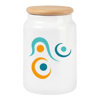 Yoga design_10 - Cookie Jar with Wooden Lid - white - Front