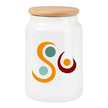 Yoga design_5 - Cookie Jar with Wooden Lid - white - Front