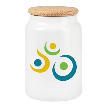 Yoga design_8 - Cookie Jar with Wooden Lid - white - Front