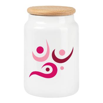 Yoga design_7 - Cookie Jar with Wooden Lid - white - Front