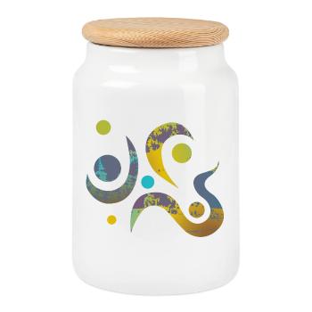 Yoga design_17 - Cookie Jar with Wooden Lid - white - Front