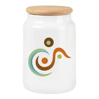 Yoga design_11 - Cookie Jar with Wooden Lid - white - Front