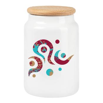 Yoga design_18 - Cookie Jar with Wooden Lid - white - Front