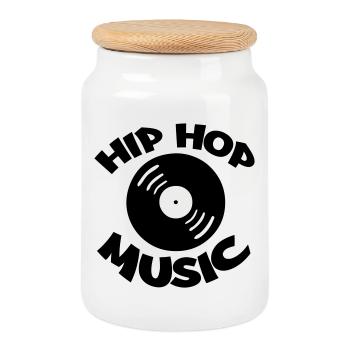 Musique Hip Hop - Boîte à biscuits avec couvercle en bois - blanc - Devant