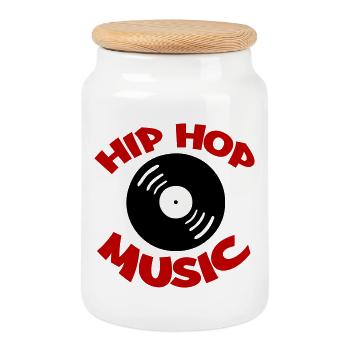 Hip Hop Musik Logo - Keksdose mit Holzdeckel - Weiß - Vorne
