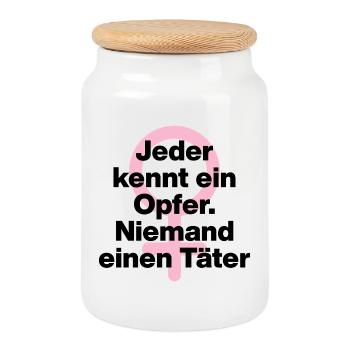 JEDER KENNT OPFER, NIEMAND TÄTER! ♀ FEMALE POWER - Keksdose mit Holzdeckel - Weiß - Vorne