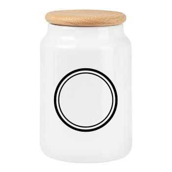 Double Circle Frame - Cookie Jar with Wooden Lid - white - Front