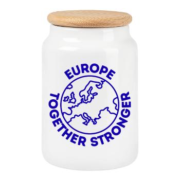 L’Europe unie plus forte - Boîte à biscuits avec couvercle en bois - blanc - Devant