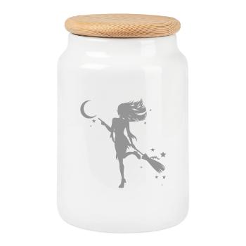 Dancing Witch - Cookie Jar with Wooden Lid - white - Front
