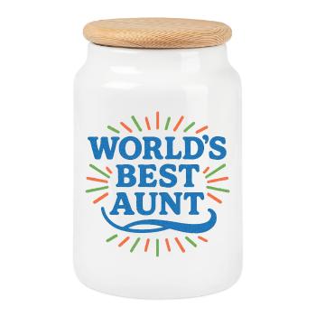 Célébration de la meilleure tante du monde - Boîte à biscuits avec couvercle en bois - blanc - Devant