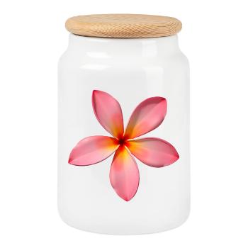 Fleur du temple de Plumeria - Boîte à biscuits avec couvercle en bois - blanc - Devant