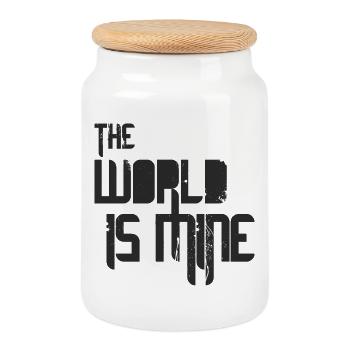 The World Is Mine - black - Cookie Jar with Wooden Lid - white - Front