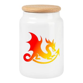 Flammender Drache gradient - Keksdose mit Holzdeckel - Weiß - Vorne