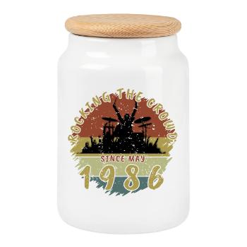 40th Birthday Rocking the crowd DRM 05/1986 - Cookie Jar with Wooden Lid - white - Front