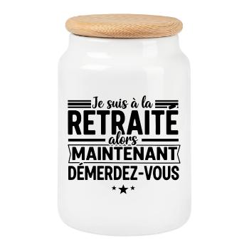 Retraite: Demandez-Vous Maintenant - Boîte à biscuits avec couvercle en bois - blanc - Devant