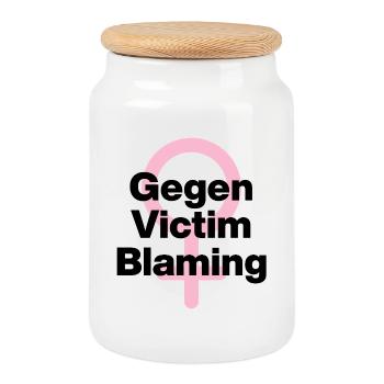 GEGEN VICTIM BLAMING – JETZT! ♀ FEMALE POWER GIRLS - Keksdose mit Holzdeckel - Weiß - Vorne