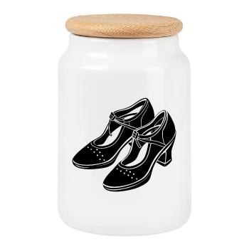 Dance shoes - Cookie Jar with Wooden Lid - white - Front