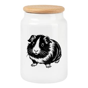 Meerschweinchen - Keksdose mit Holzdeckel - Weiß - Vorne