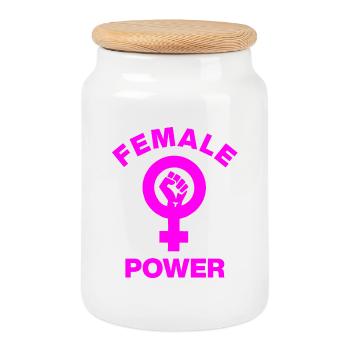 FEMALE POWER – GIRL POWER FAUST! ♀ GIRLS SISTERS - Keksdose mit Holzdeckel - Weiß - Vorne