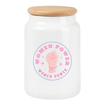 POUVOIR DES FEMMES – POING DE L’UNITÉ ! ♀ SŒURS FILLES - Boîte à biscuits avec couvercle en bois - blanc - Devant