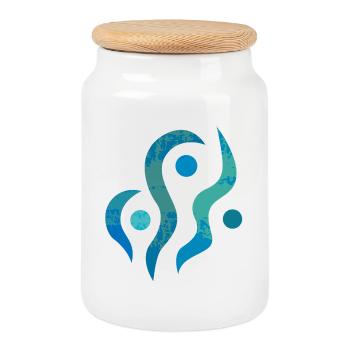 Yoga design_36 - Cookie Jar with Wooden Lid - white - Front