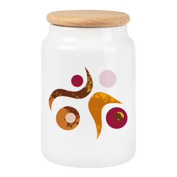 Yoga design_49 - Cookie Jar with Wooden Lid - white - Front