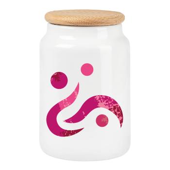 Yoga design_38 - Cookie Jar with Wooden Lid - white - Front