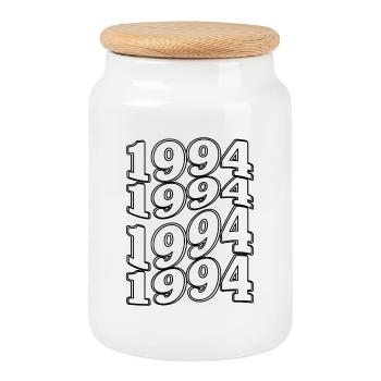 Limitierte Ausgabe 1994 – Retro-Jubiläumsgeschenk - Keksdose mit Holzdeckel - Weiß - Vorne