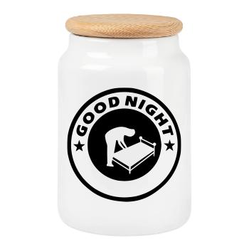 Good Night Good Night - Cookie Jar with Wooden Lid - white - Front