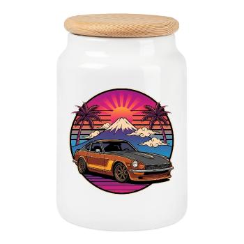 JDM Auto Japanisches Retro-Autorennen Drift-Legende - Keksdose mit Holzdeckel - Weiß - Vorne
