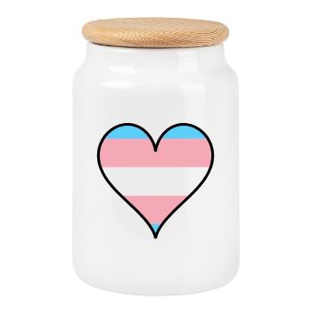 Trans Pride Herz - Keksdose mit Holzdeckel - Weiß - Vorne