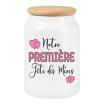 Fêtes des mères - Boîte à biscuits avec couvercle en bois - blanc - Devant