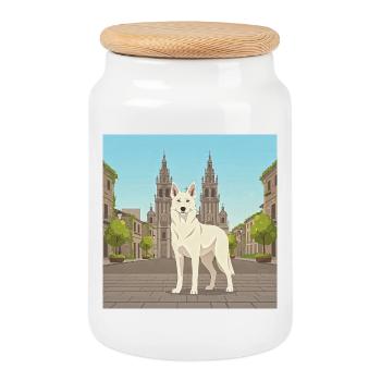Can de Palleiro Peregrino - Keksdose mit Holzdeckel - Weiß - Vorne