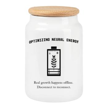 Neural Energy Backprint – Minimalist Aesthetic - Keksdose mit Holzdeckel - Weiß - Vorne