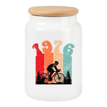 Vintage 1976 - Keksdose mit Holzdeckel - Weiß - Vorne