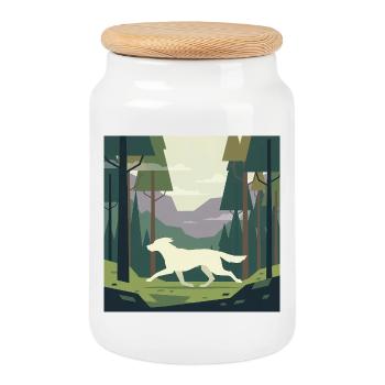 Free Spirit: Can de Palleiro on the Mount - Cookie Jar with Wooden Lid - white - Front