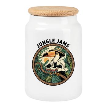 Toucan Jungle Jams Bongo Drummer Retro - Boîte à biscuits avec couvercle en bois - blanc - Devant