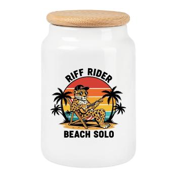 Jaguar Riff Rider Beach Solo Ukulele - Keksdose mit Holzdeckel - Weiß - Vorne
